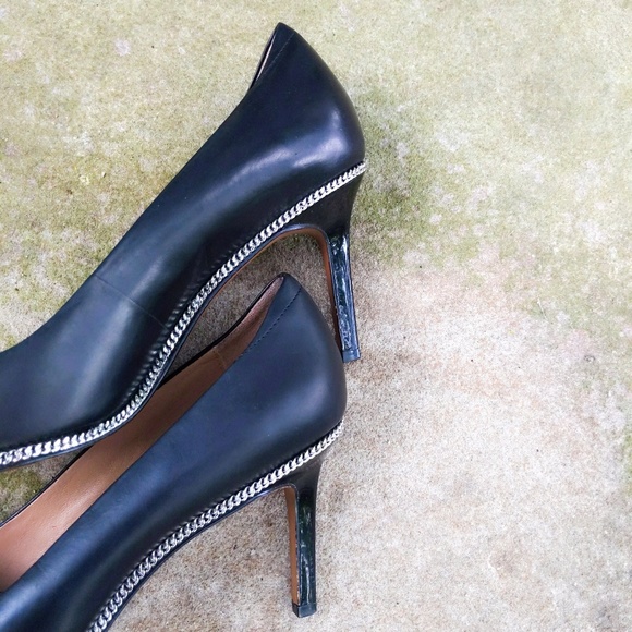 Rachel Zoe Black Leather Mesh Chain Court Pump 9 - Picture 5 of 7